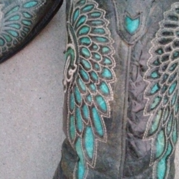 Corral Ladies Boots – Black Turquoise Fleur de Lis – R2337$292.50 size 9.5 - Picture 7 of 16